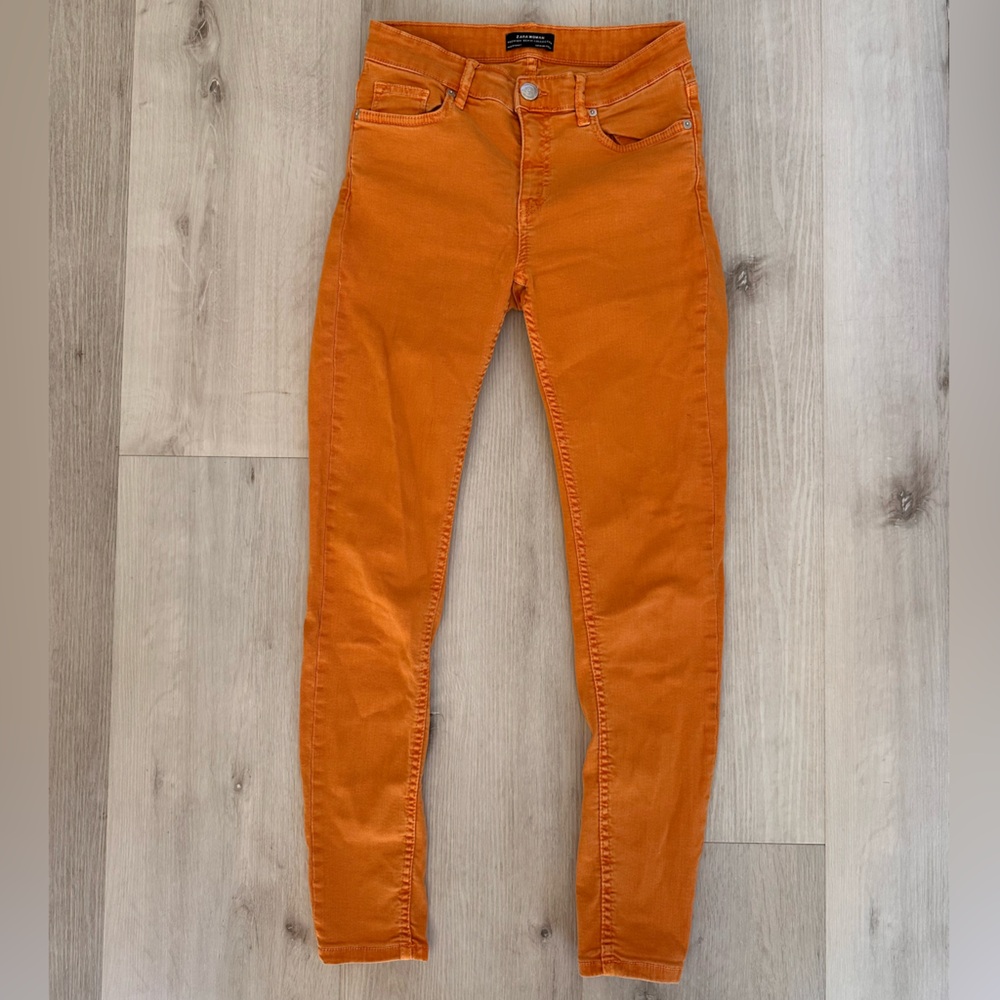 ZARA Woman Premium Denim Midrise Skinny Jeans | Orange | Size 2 (EU 34/US 2)
